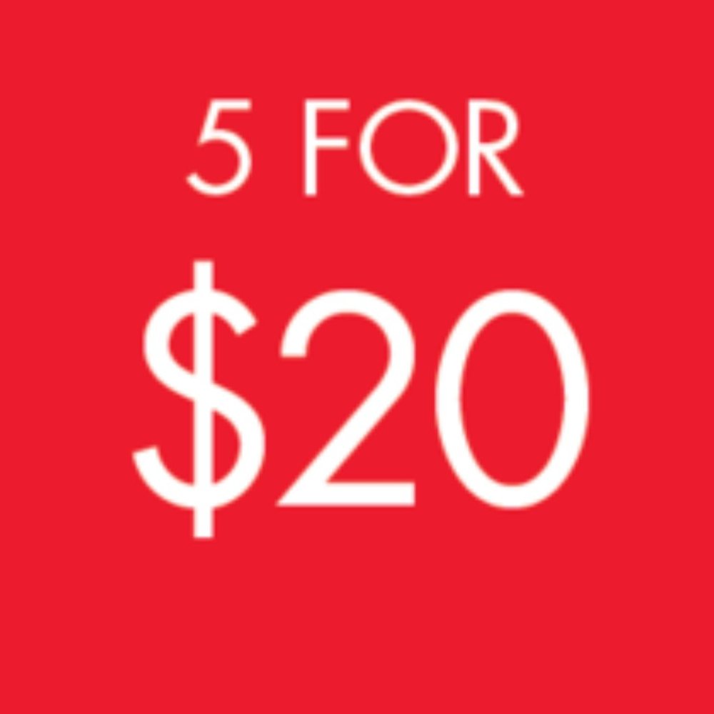5 for $20 on marked inventory